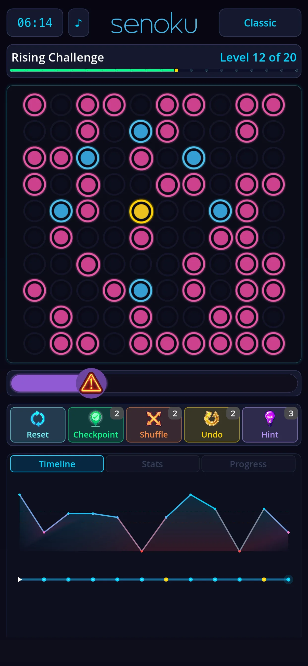 Classic mode - Rising Challenge, Level 12 on 10x10 grid